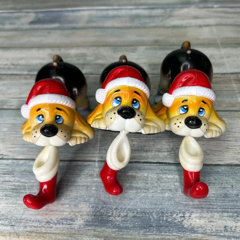 Giftco Vintage Christmas Pup Stocking Holder Beagle Holiday SET OF 3 MCM